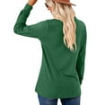 thumbnail image 5 of SHIBEVER Long Sleeve Tops for Women Fall Shirts V Neck Button Casual Tunic Loose Fit Blouse Henley Shirts Fashion Solid Color Green Size S, 5 of 5