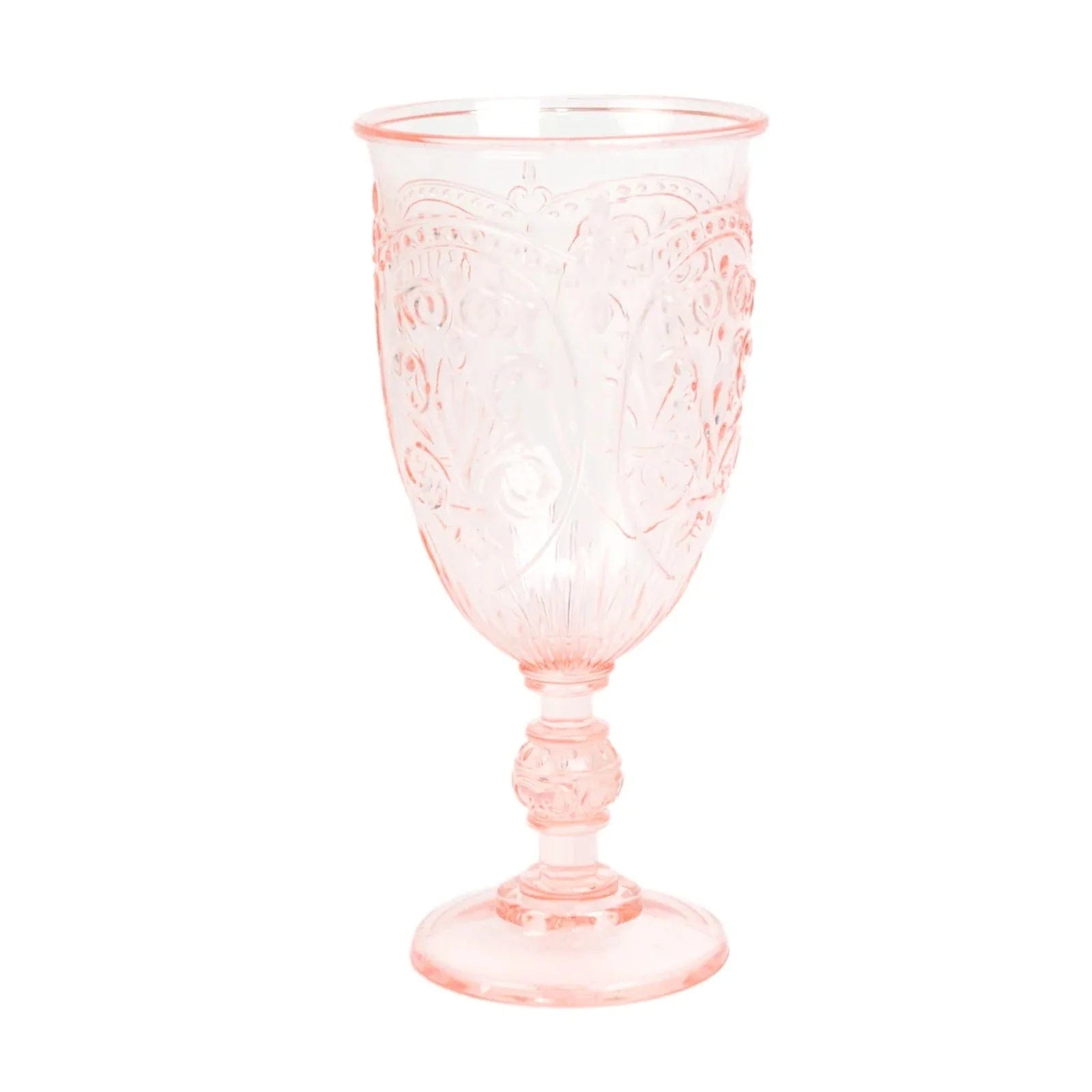 Balsa Circle 24 Blush 10 oz Transparent Plastic Wine Glasses Retro Embossed Style Wedding Party Tableware Event Decoration Supplies