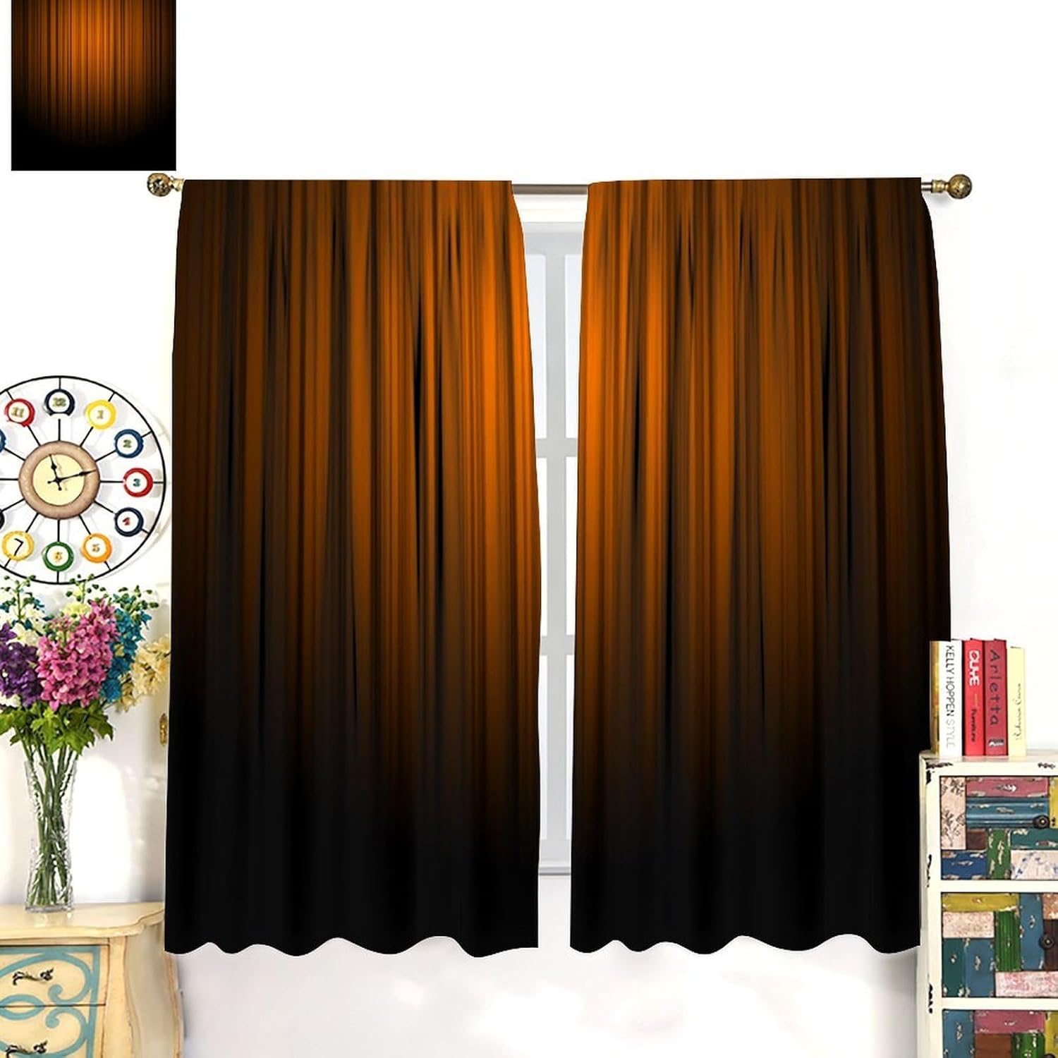 Purple and Black Curtains Funny Striped Ombre Elegant Design Bright Solid Dark Abstract Gradient Blackout Rod Pocket Curtains for Bedroom Living Room Kitchen Window Drapes 2 Panel Set 42x54 Inch