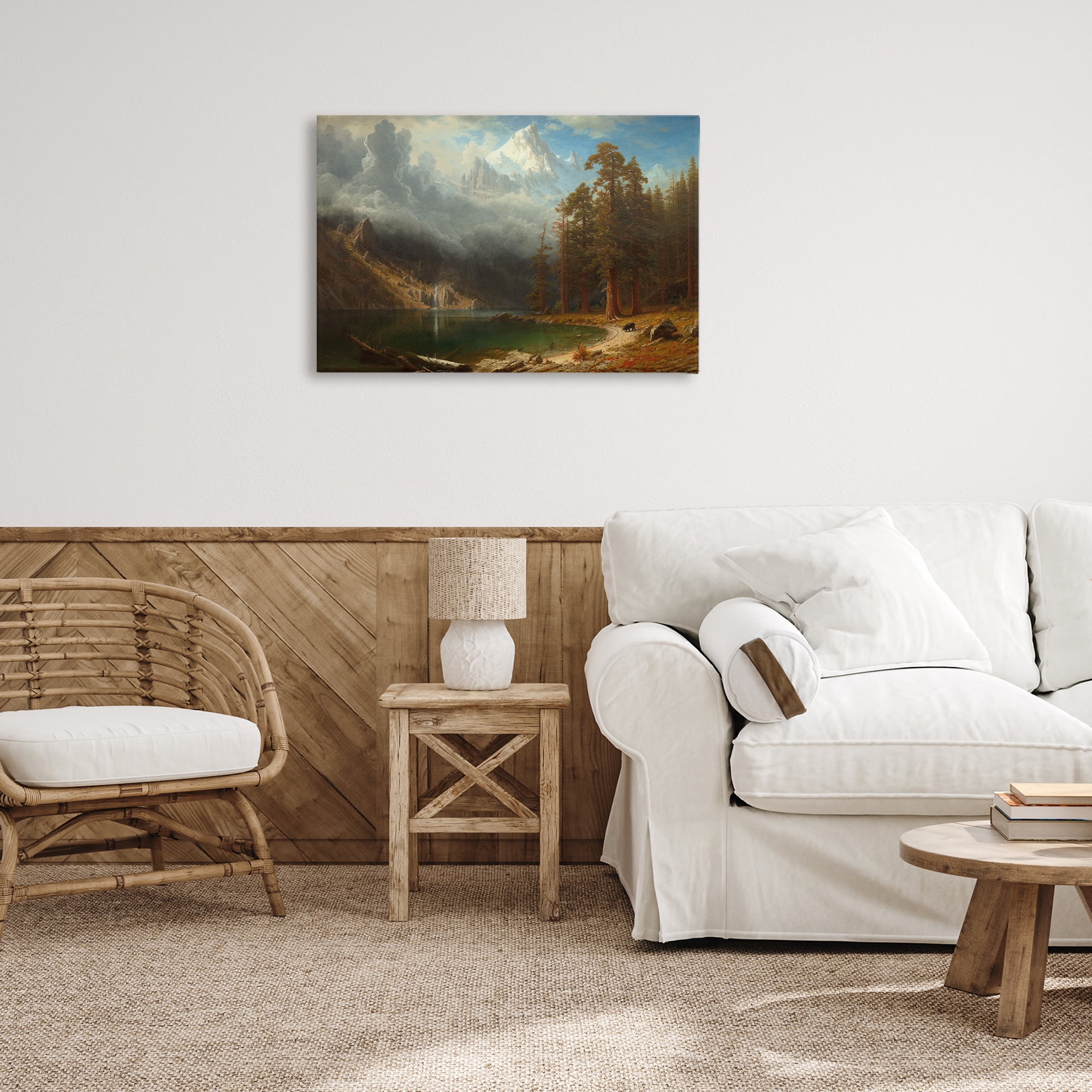Stupell Industries Classical Bierstadt Mount Corcoron Landscape & Nature Painting Wrapped Canvas Art Print Wall Art, 30 x 20