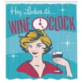thumbnail image 3 of Ambesonne Wine Shower Curtain, Ladies It's Wine O'clock, 69"Wx84"L, Magenta Blue Yellow, 3 of 3