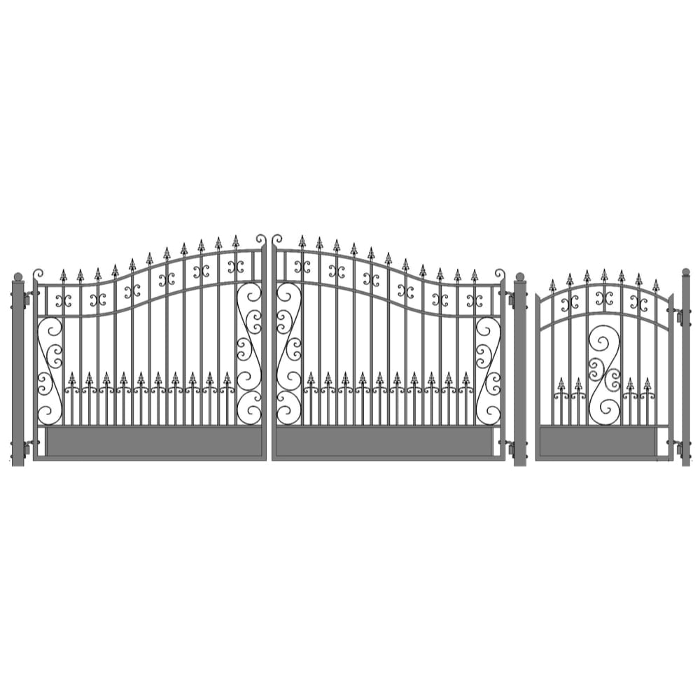 ALEKO Venice Style Yard Steel Dual Driveway Gate 16 ft with Pedestrian Gate