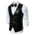 thumbnail image 2 of Kureaily Mens Vest Formal/Leisure V-neck Shiny Waistcoat Cravat Set Prom Party, 2 of 4