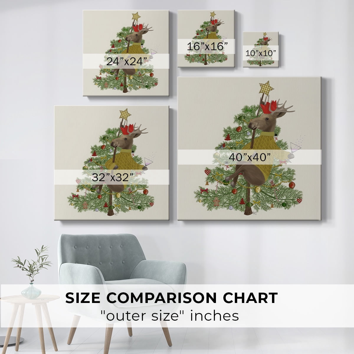 Moose Christmas Pole Dance- Gallery Wrapped Canvas