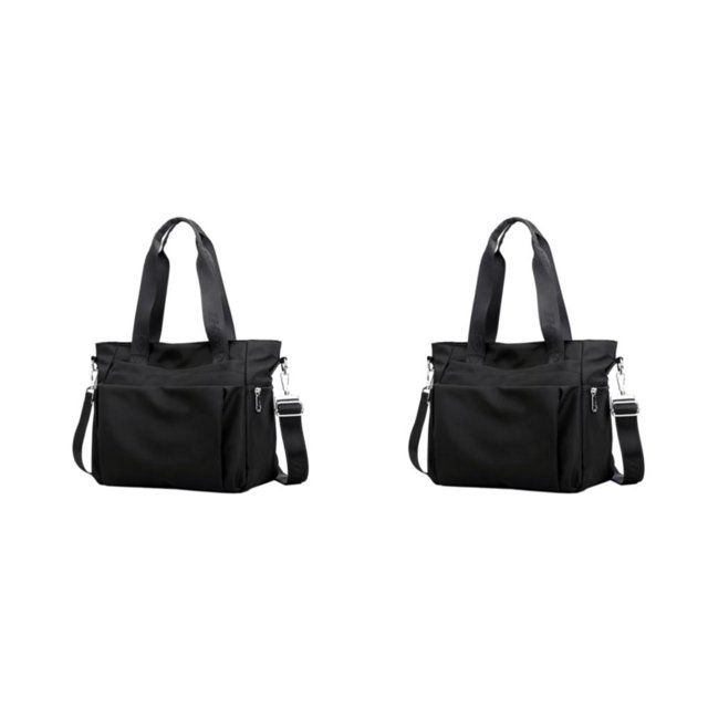 Wweixi 1/2/3 Sac Fourre-Tout Durable pour Femmes - Imperméable et Résistant à l'Usure, Multiples Poches, Noir, 2 Pcs