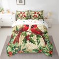 thumbnail image 2 of Feelyou Christmas Red Robin Twin Bedding Sets 7-Piece, Poinsettia Leaf Plant Bedding Comforter Set, Vintage Western Fashion Reversible Sheet Sets, Breathable Home Decor, 2 of 7