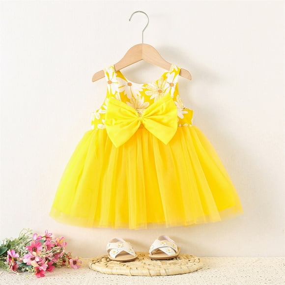Robe d'Été pour Filles Sans Manches, Robes Tutu pour Tout-Petites, Robes pour Filles, Robe en Tulle pour Filles 6-12 Mois