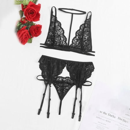 uublik Valentines Lingerie Set for Women Babydoll Plus Size Lace Bodysuit Sexy Naughty
