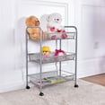 thumbnail image 3 of Costway 3 Tier Storage Rack Trolley Cart Home Kitchen Organizer Utility Baskets Silver, 3 of 9