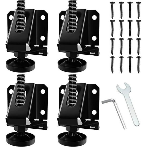 Emlimny Heavy Duty Leveling Feet, 4 Pack Adjustable Furniture Levelers with 880LB Capacity, 2" Height Adjustment, No-Flip Furniture Installation Hexagon Nuts Lock Furniture Legs Levelers