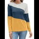 thumbnail image 2 of Blusas de Bloque de Color para Mujer, Estilo Túnica Informal de Larga con Cuello Redondo, Tipo Jersey. Amarillo Gris S, 2 of 8