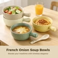 thumbnail image 5 of 4 Pcs French Onion Soup Bowls, 21.3 oz Ceramic Bowls with Anti-Scald Grip Handles & Embossed Diamond Pattern, Microwave Dishwasher Oven Safe for Chili, Beef Stew, Cereal, Pasta & Baking (4 Colors), 5 of 6