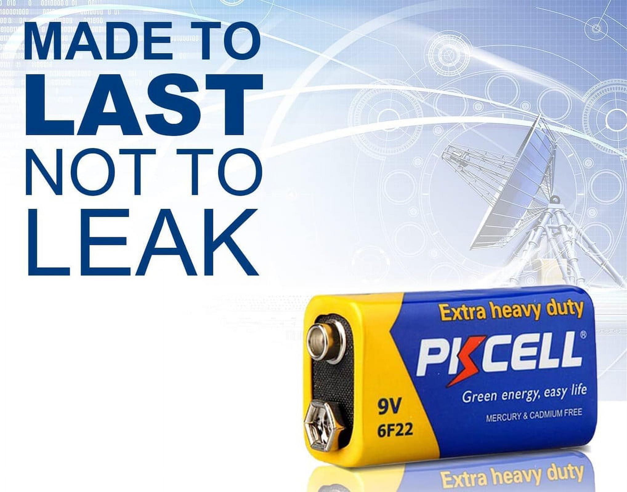 PKCELL 9V Batteries (4 Pack), Smoke Detectors 6F22 Battery, Heavy Duty Power Zinc Carbon