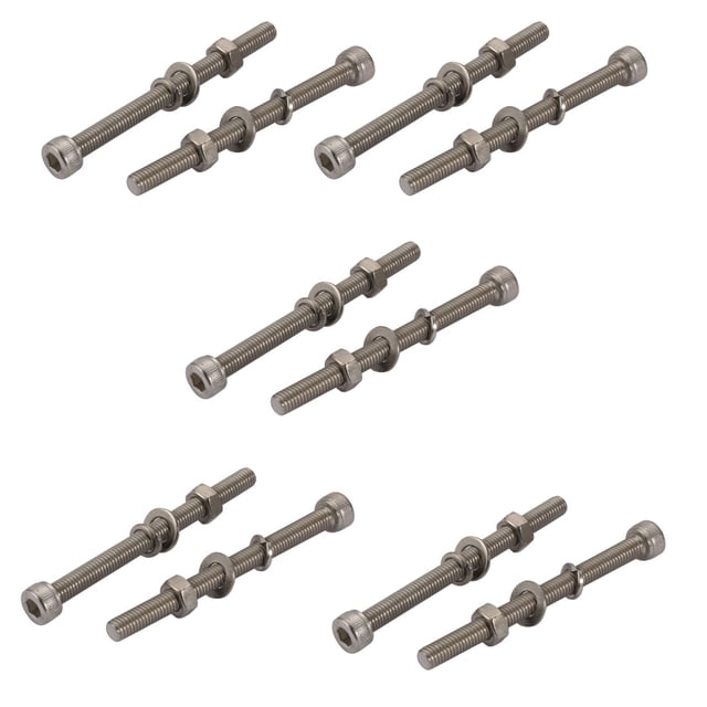 Unique Bargains 10 Pcs M5x60mm Tête de Douille Hexagonale en Acier Inoxydable 304 avec Écrous et Rondelles