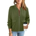 thumbnail image 6 of YYDGH Womens Bomber Jacket Zip Up Casual Lightweight Trendy Outerwear Coat Fall Winter Varsity Jackets with Pockets, 6 of 9