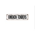 thumbnail image 1 of Letrero de metal rústico para puerta o calle con letrero de gallinero o gallinero con forma de tiras de pollo, tamaño de placa: 4 x 16 pulgadas, 1 of 4