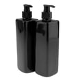thumbnail image 2 of 2pcs 500ml Large, Empty, Black Plastic Bottles With Lotion Pumps, Great For Dispensing - Black Pump, 500ml, 2 of 5