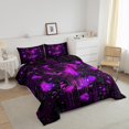 thumbnail image 3 of Erosebridal Ensemble de Couette Grand Violet à Motif de Circuit, Couette en Duvet à Rayures Géométriques, Déco Abstraite Chic, Réversible 3 Pcs, 3 of 8