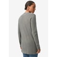 thumbnail image 2 of ellos Women's Plus Size Long Boyfriend Cardigan With Tortoise Buttons - 10/12, Latte Heather, 2 of 6
