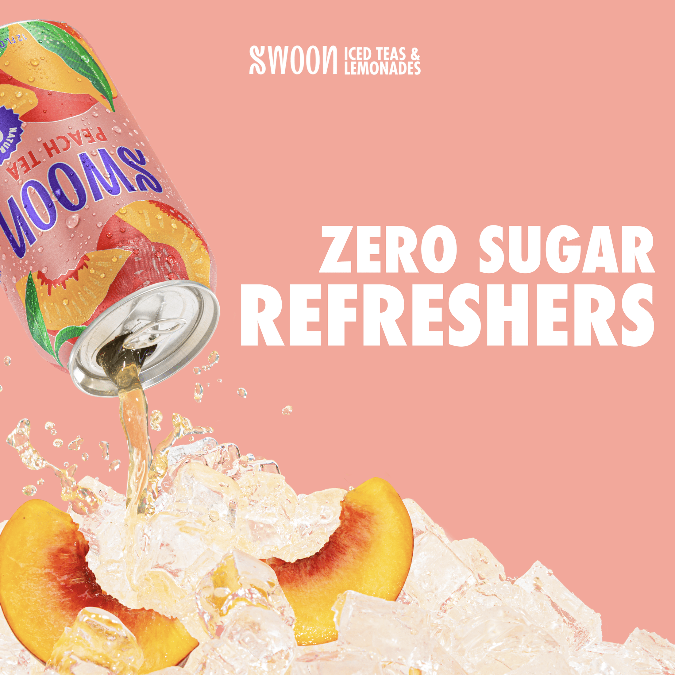 (12 pack) Swoon Zero Sugar Peach Tea, 5 Calories, Sugar Free, 12 fl oz Can