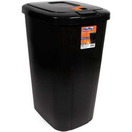 Hefty Touch-Lid 13.3-Gallon Trash Can, Black