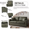 thumbnail image 3 of 69" Modern Loveseat Sofa with Deep Seat & 2 Pillows,PU Fabric Upholstered Sofa Couch for Living Room,Bedroom,Olive Green, 3 of 3
