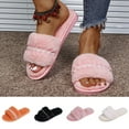 thumbnail image 6 of Xfvqtps Fuzzy Slippers for Women House Bedroom Shoes Pearl Lace Open Toe Slide Comfy Fall Winte Slipper Black, 6 of 6