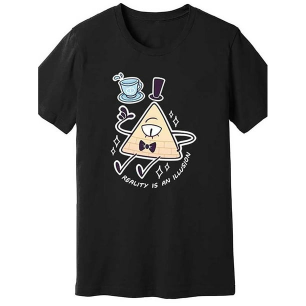 Men's Black Cotton T-Shirt with Bill Cipher Graphic - Funny Short Sleeve, Lightweight, Breathable Fabric, Machine Washable