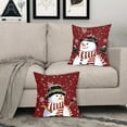 thumbnail image 5 of Red Winter Throw Pillow Covers 18x18 Inch Set of 2 Christmas Snowman Pillow Covers Snowflake Farmhouse Pillowscase Cotton Linen Square Cushion Cover for Sofa Couch Bedroom Living Room Home Decoration, 5 of 6