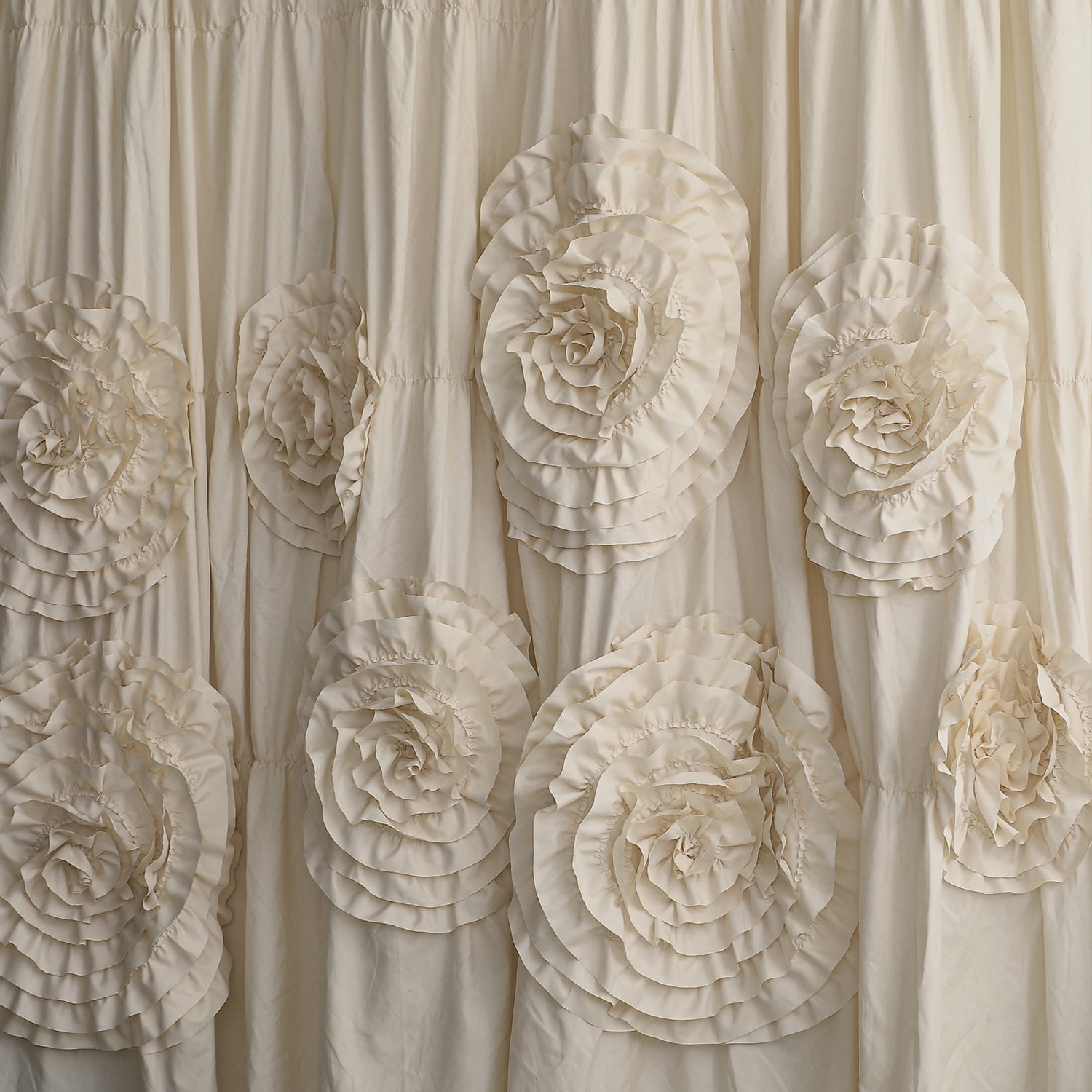 HIG Boho Ruffled Shower Curtain - Oversized Floral Print, Heavy Fabric with Elegant Draping for Bathroom, 72"x72", Camel