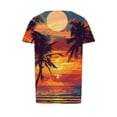 thumbnail image 5 of Ayolanni Pleated Womens T Shirts Scoop Neck Short Sleeve Casual Tropical Print Blouse Fitted Beach Shirts Dressy Tops for Women Orange M, 5 of 6