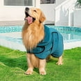 thumbnail image 2 of Avont Dog Bathrobe with Hood for After Bath, Doggy Towel Robes for Wet Walking in Rain/Snow, Super Absorbent Pet Drying Bath Robe for Puppies -Blue(M), 2 of 7