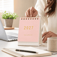 thumbnail image 4 of Small Desk Calendar 2027, 5 Inch Desktop Monthly Calendar Planner, Blue Decorative Paper Standing Flip Calendar, Minimalist Desk Decor for Home Office Workspace, 1 Pack, 4 of 6