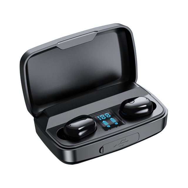 Seitruly Auriculares compatibles con Bluetooth con estuche de carga Correr Jogging Ejercicio Fitness Auriculares intrauditivos Auriculares Cables de audio/vídeo Negro