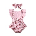 thumbnail image 1 of ITFABS Baby Girls Ruffles Sleeve Jumpsuit Polka Dot Print Romper +Bow Headband, 1 of 8