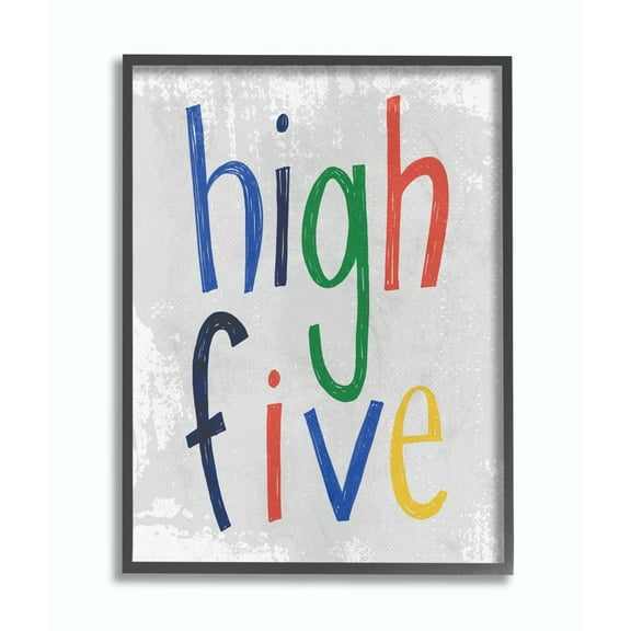 The Kids Room by Stupell Kids Cool High Five Colorful Word Design Framed Giclee Texturized Art by Daphne Polselli