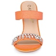 thumbnail image 3 of Sandalias de Tacón de Aguja Allegra K con Diamante de Imitación Brillantina naranja 36, 3 of 7