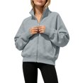thumbnail image 6 of Ruyang Kids Zip Up Hooded Sweatshirt Long Sleeve Jacket Pockets Loose Coat Fall Warm Outerwear for Girls, 6 of 7
