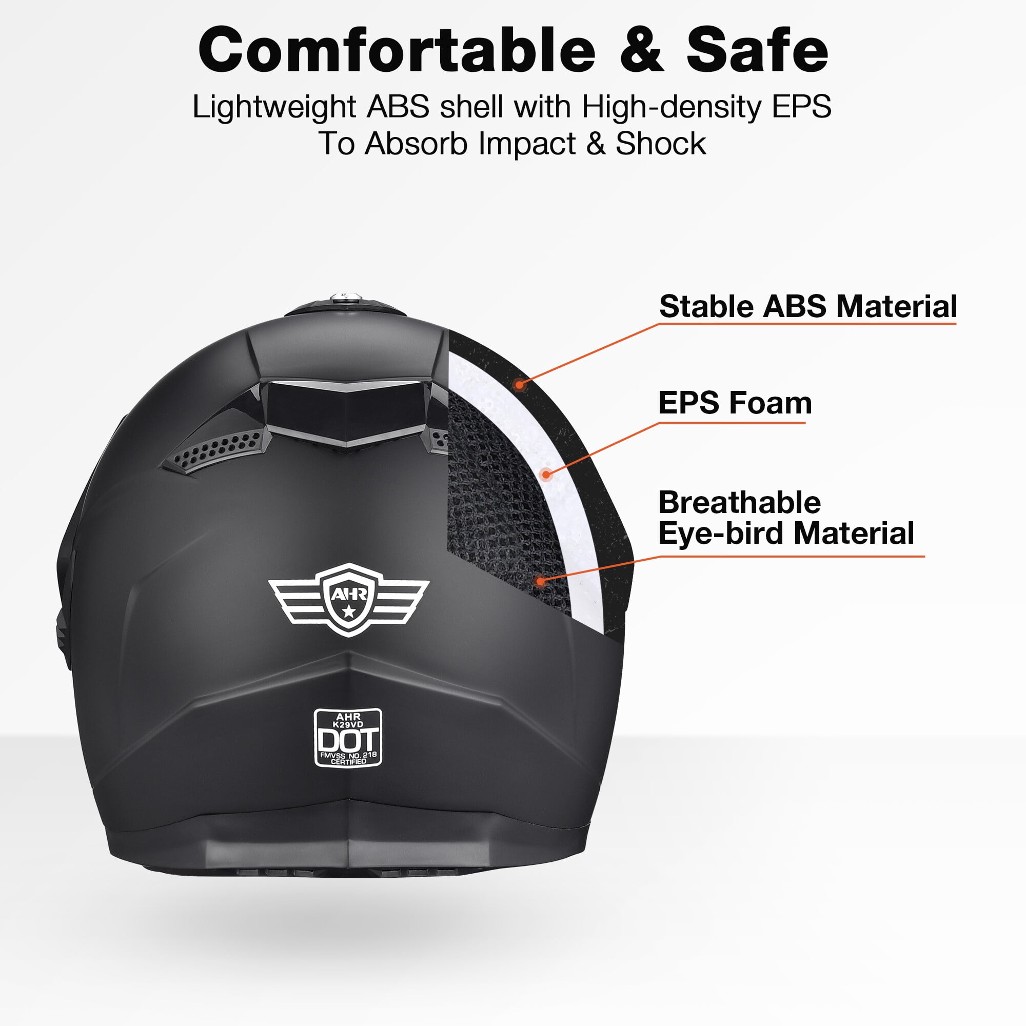 AHR Dual Sport Full Face Motorcycle Helmet Motocross Offroad Bike w/ Sun Visor