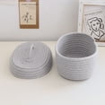 thumbnail image 3 of Round Cotton Rope Storage Basket with Lid Woven Baskets Soft Small Decorative Boxes Organizer Bins for Home Bathroom Decor and Organizing Blue, 3 of 9