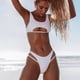 thumbnail image 4 of Traje de baño de bikini con escote redondo, acolchado, con tiras y aberturas para mujer, 4 of 5