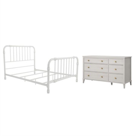 Home Square 2-Piece Set with 6 Drawer Dresser & Full Metal Bed