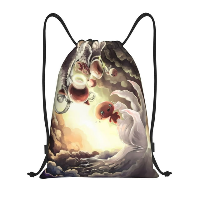 Pofeuu The Binding of Isaac for Water-Resistant 210D Drawstring Bag Compact Foldable Design Gym Yoga Travel Essentials Lightweight Carryall-Medium
