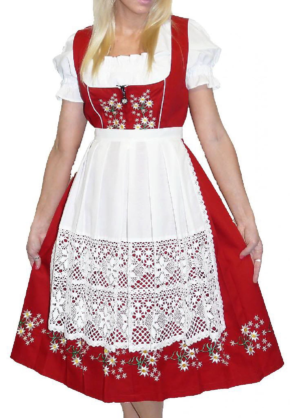 DIRNDL Trachten German Oktoberfest Dress EMBROIDERED 3 pcs LONG BLACK Waitress 