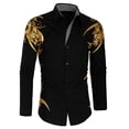 thumbnail image 1 of Camisa abotonada para hombre con mangas largas, camisa moderna y cómoda de alta calidad con patrón impreso en 3D en el cuello., 1 of 6