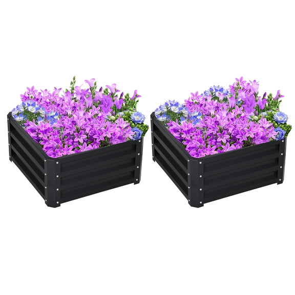 Outdoor Garden Arch Outsunny 2 Piece Galvanized Raised Garden Bed, 2' x 2' x 1' Metal Planter Box, for Growing Vegetables, Flowers, Herbs, Succulents, Gray,Garden Trellis