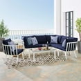 thumbnail image 2 of Lounge Sectional Sofa Chair Set, Aluminum, Metal, Steel, White Blue Navy, Modern Contemporary Urban Design, Outdoor Patio Balcony Cafe Bistro Garden Furniture Hotel Hospitality, 2 of 10