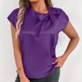 thumbnail image 5 of Jalioing Satin Shirt Women's Short Sleeve Bowtie Neck Silk Blouses Flowy Casual Dressy Tunic Tops Trendy Outfits, 5 of 6