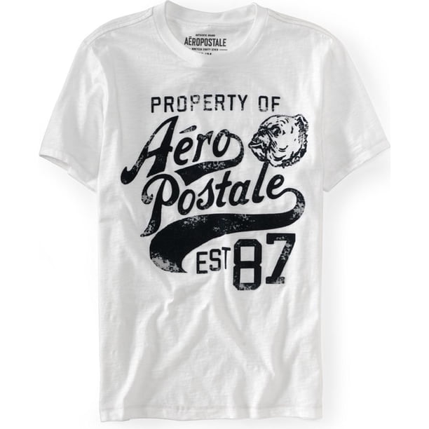 Camiseta gráfica Aeropostale Aero Felt Bulldog Es87 blanca pequeña