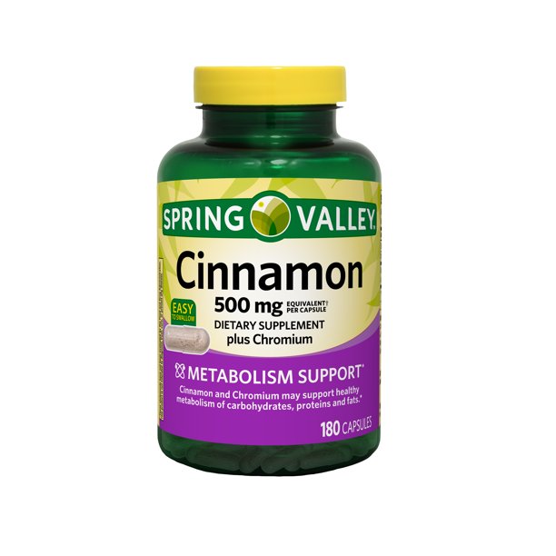 Spring Valley Cinnamon Plus Chromium, 500 mg Capsules, 180 Count